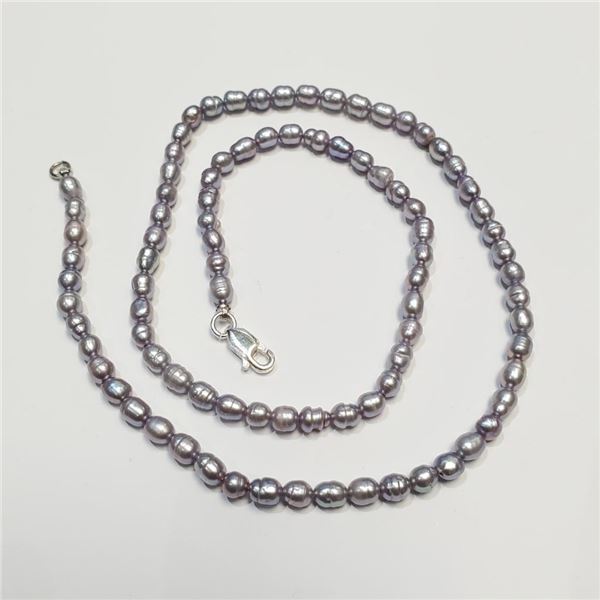 Silver Fresh Water Pearl Necklace (~length 16 inches), Suggested Retail Value $300