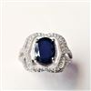 Image 1 : Silver Sapphire(2ct) Ring (~Size 9)(Ring is resizable for $40) (~weight 5.01g), Suggested Retail Val