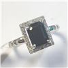 Image 2 : 14K White Gold Sapphire(1.8ct) Diamond(0.22ct) Ring (~Size 6.25)(Ring is resizable for $40) (~length