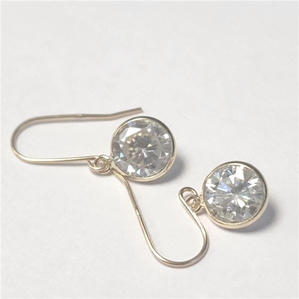 10K Yellow Gold Moissanite(2.2ct) Earrings (~Size )(Ring is resizable for $40) (~length inches), App