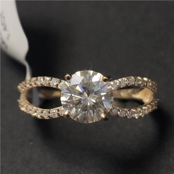 10K Yellow Gold Moissanite(1.75ct) Ring (~Size 6.5)(Ring is resizable for $40) (~length inches), Mad