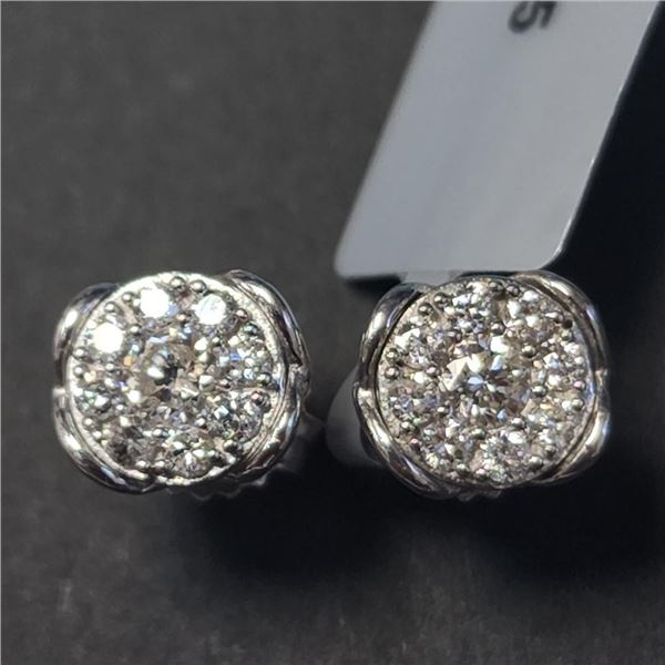 Silver Lab Grown Diamond (0.5Ct,Vs-Si,F-G) Earrings (~Size )(Ring is resizable for $40) (~length inc