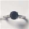Image 1 : 14K White Gold Black Diamond(1.4ct) Diamond(0.05ct) Ring (~Size 7)(Ring is resizable for $40) (~leng