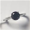 Image 2 : 14K White Gold Black Diamond(1.4ct) Diamond(0.05ct) Ring (~Size 7)(Ring is resizable for $40) (~leng