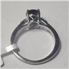 Image 4 : 14K White Gold Black Diamond(1.4ct) Diamond(0.05ct) Ring (~Size 7)(Ring is resizable for $40) (~leng
