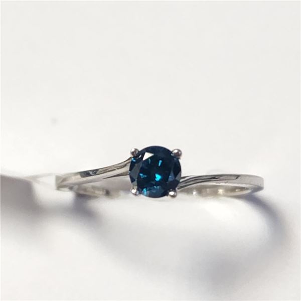 10K White Gold Blue Diamond (Treated)(0.3ct) Ring (~Size 6.25)(Ring is resizable for $40) (~length i