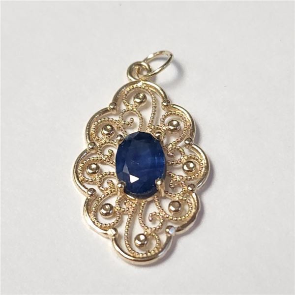 14K Yellow Gold Sapphire(1ct) Pendant (~Size )(Ring is resizable for $40) (~length inches), Appraise