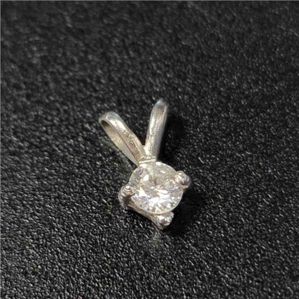 14K White Gold Diamond (0.15Ct,I2,H) Pendant (~Size )(Ring is resizable for $40) (~length inches) (~
