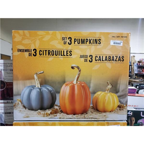 Set of 3 pumpkins fall decor