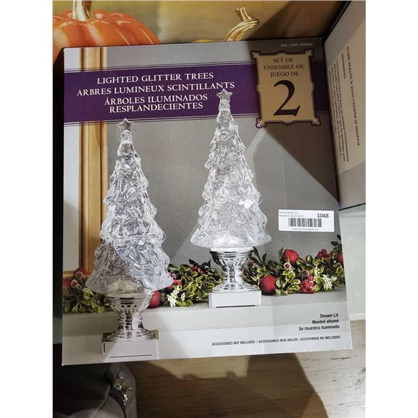 Lighted Glitter Trees Christmas set of 2