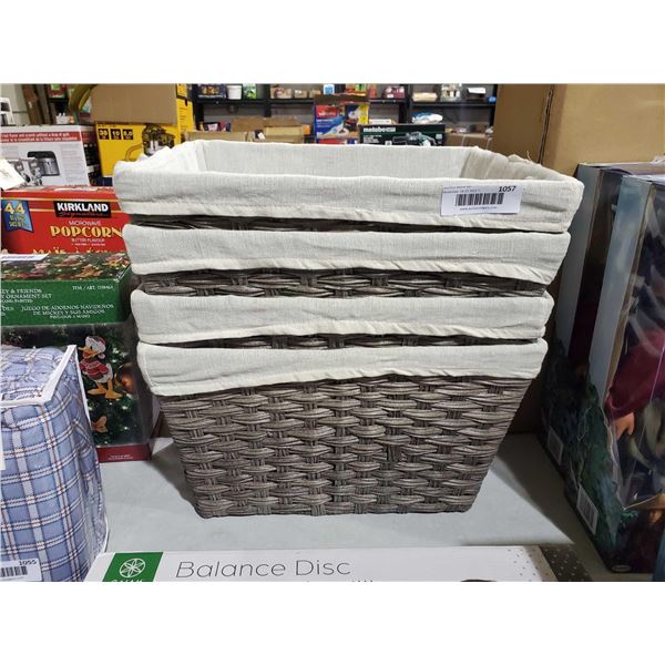 Set of 4 Faux wicker bins dark grey