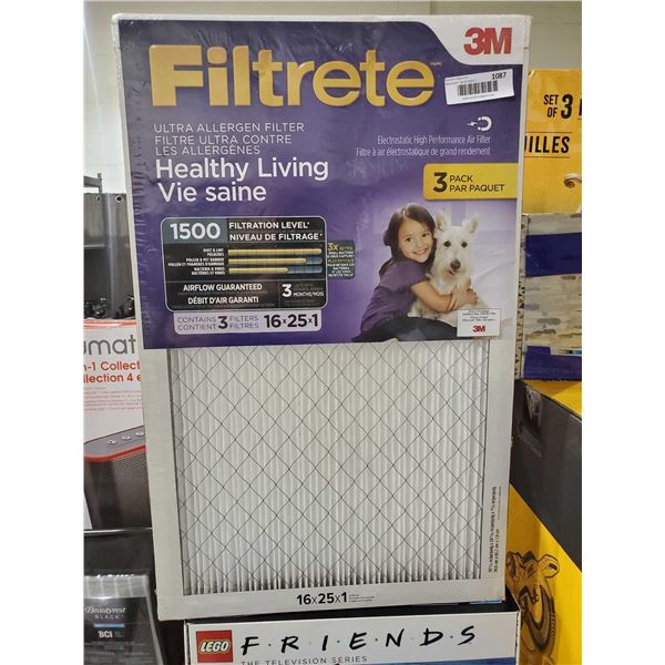 3M Filtrete 16x25x1 furnace filters 3 pack