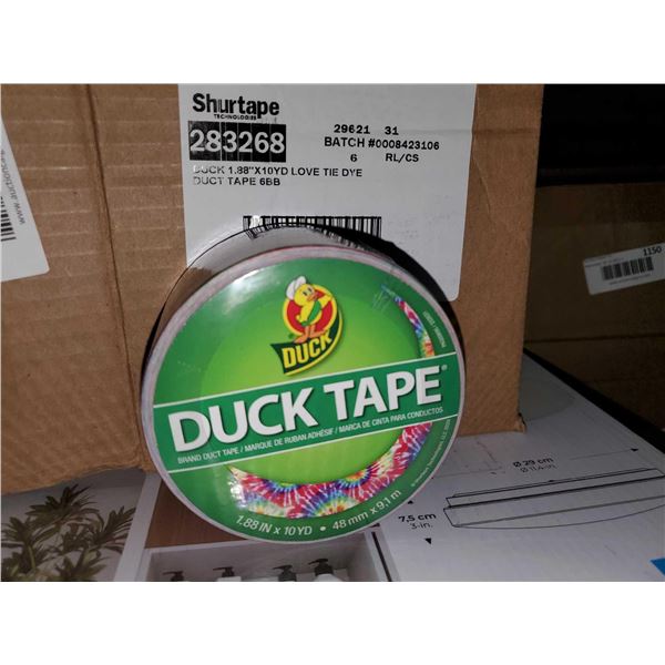 NEW Shurtape Tech Duck Tape 1.88"x10yd Love Tie Dye x's 6 Rolls