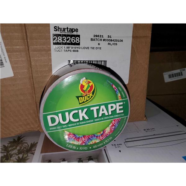 NEW Shurtape Tech Duck Tape 1.88"x10yd Love Tie Dye x's 6 Rolls