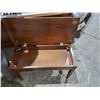 Image 6 : 1961 Yamaha Walnut Miniature Upright Studio Piano ww/ storage bench. Piano has some wear but still p