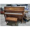 Image 7 : 1961 Yamaha Walnut Miniature Upright Studio Piano ww/ storage bench. Piano has some wear but still p