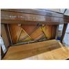 Image 8 : 1961 Yamaha Walnut Miniature Upright Studio Piano ww/ storage bench. Piano has some wear but still p