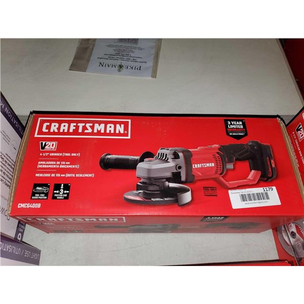 NEW Craftsman 4-1/2" Grinder V20Lithium Ion Tool Only