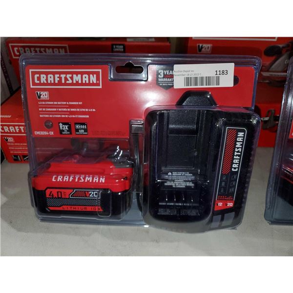 NEW Craftsman V20 Lithium Ion Battery & Charger Kit