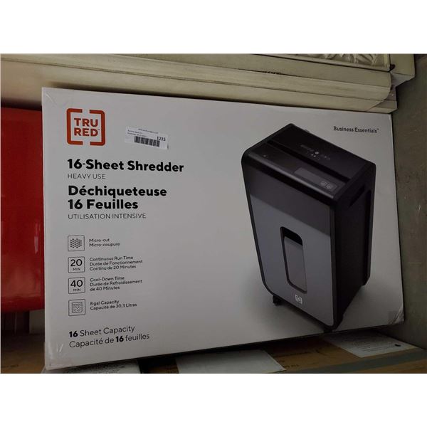 NEW Tru Red 16 Sheet Paper Shredder