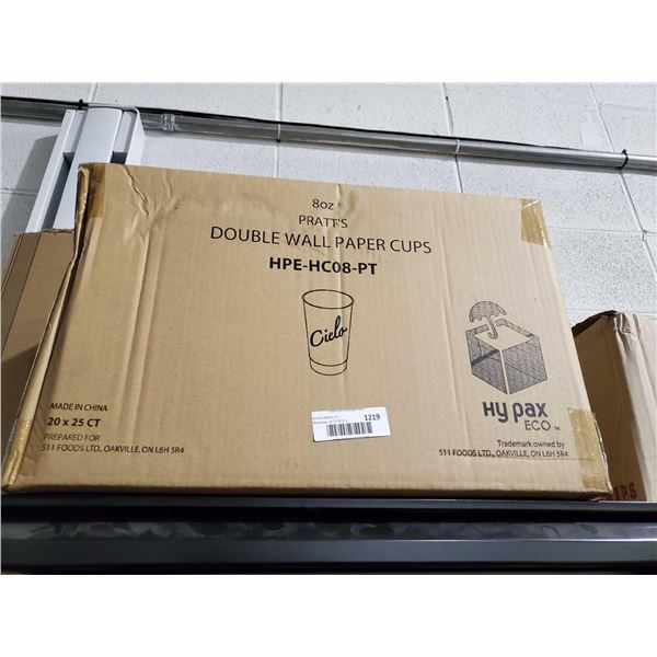 Pratts Double Wall Paper Cups Case lot of 500