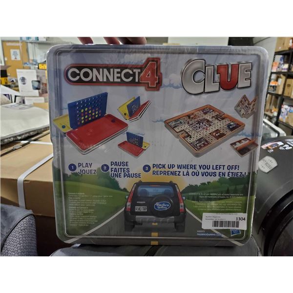 Connect 4 and clue magnetic travel game set