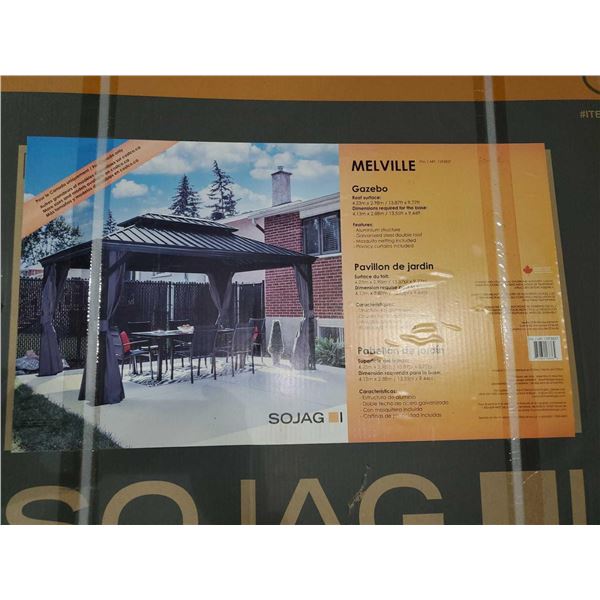 Sojag Melville Gazebo 14 x 10 ft aluminum structure with galvanized roof, included netting and scree