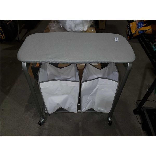 Rolling Laundry hamper/ironing station