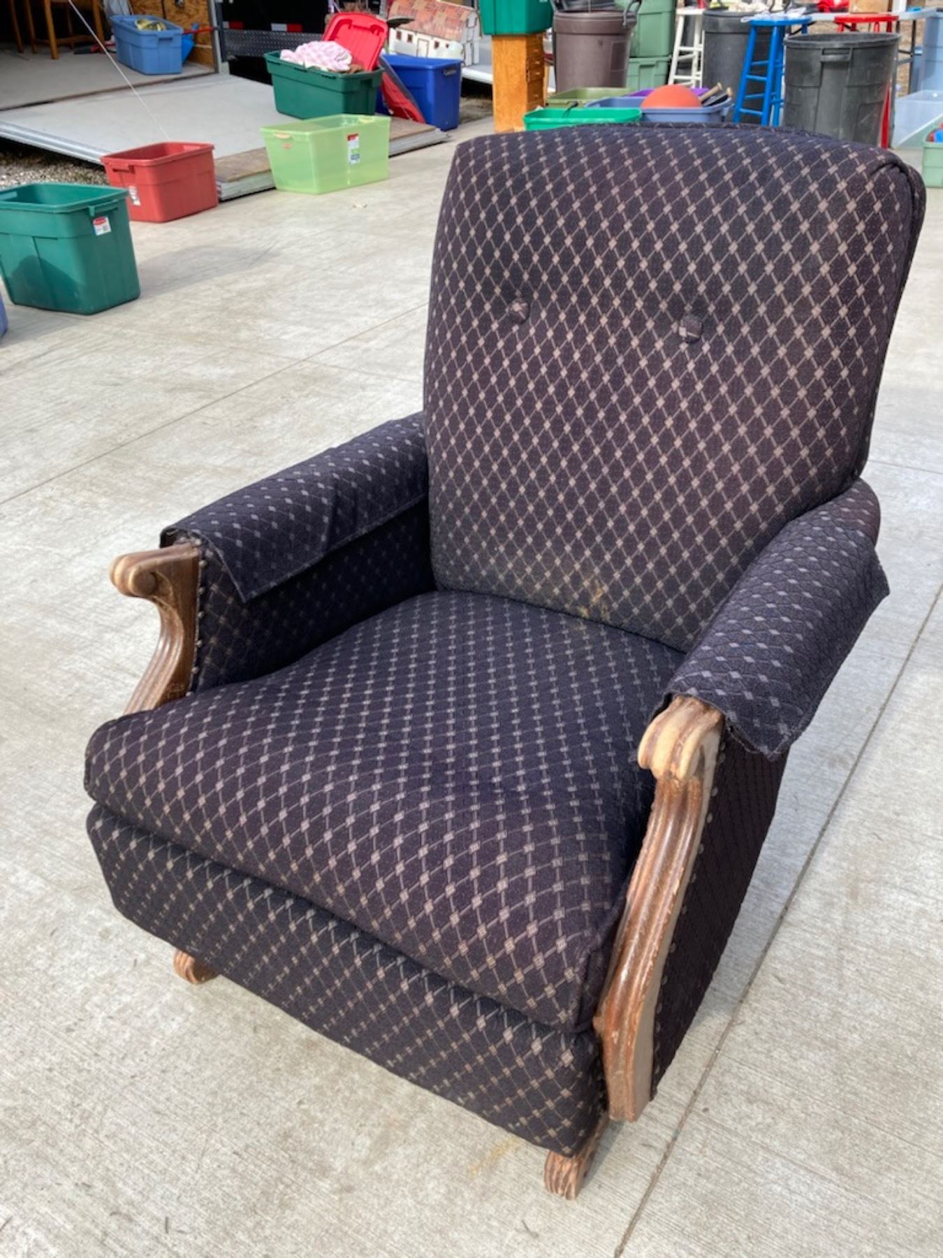 VINTAGE UPHOLSTERED PLATFORM ROCKER