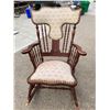 Image 1 : ANTIQUE SPINDLE ROCKING CHAIR WITH UPHOLSTERY