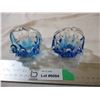 (2) Glass Basket dishes (Blue)