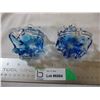 Image 2 : (2) Glass Basket dishes (Blue)