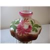 Image 2 : Aladdin oil lamp clear with hand painted shade - early 1900's - 24" tall