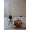 Image 5 : Aladdin oil lamp clear with hand painted shade - early 1900's - 24" tall
