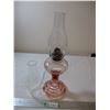 Oil lamp chimney with pink depression oil lamp