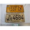 Image 1 : (2) Yukon 1973 + Alaska 1989 License Plates