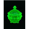 Image 2 : Hazel Atlas Uranium/Vaseline Glass "Wexford" 1930's Depression Glass Covered/Footed Sugar Bowl