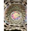 Image 3 : Fenton Frosty White Carnival Glass "Blackberry Open-Edged Basket" 2-sides up rare shape! Circa 1907