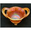 Image 2 : Northwood Dark Marigold Carnival Glass Octagon Shaped Footed/Handled "Bushel Basket" Novelty Candy D