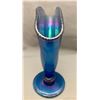 Image 2 : Fenton Celeste Blue Stretch/Carnival Glass "Large Fan Vase" 8" tall X 7" Wide. Rare Large Size! Circ