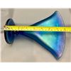 Image 4 : Fenton Celeste Blue Stretch/Carnival Glass "Large Fan Vase" 8" tall X 7" Wide. Rare Large Size! Circ