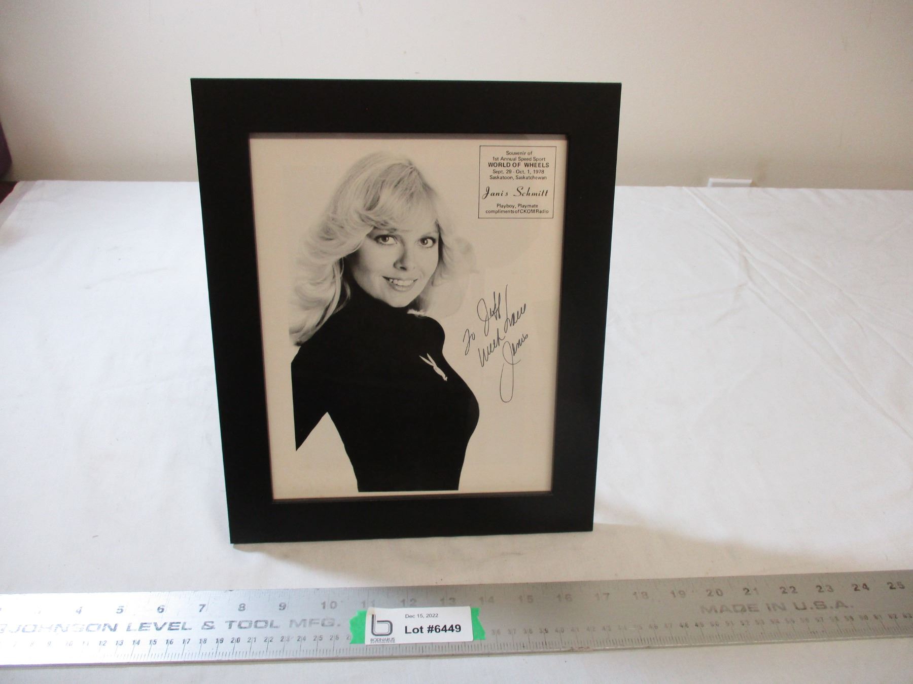 1978 Playboy Playmate Photo Autographed Janis Schmitt CKOM Souvenir 1978-playboy-playmate-photo-autographed-janis-schmitt-ckom-souvenir