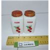 Image 1 : Vtg. Milk Glass Flour & Sugar Shakers Cherries Pattern