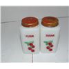 Image 2 : Vtg. Milk Glass Flour & Sugar Shakers Cherries Pattern