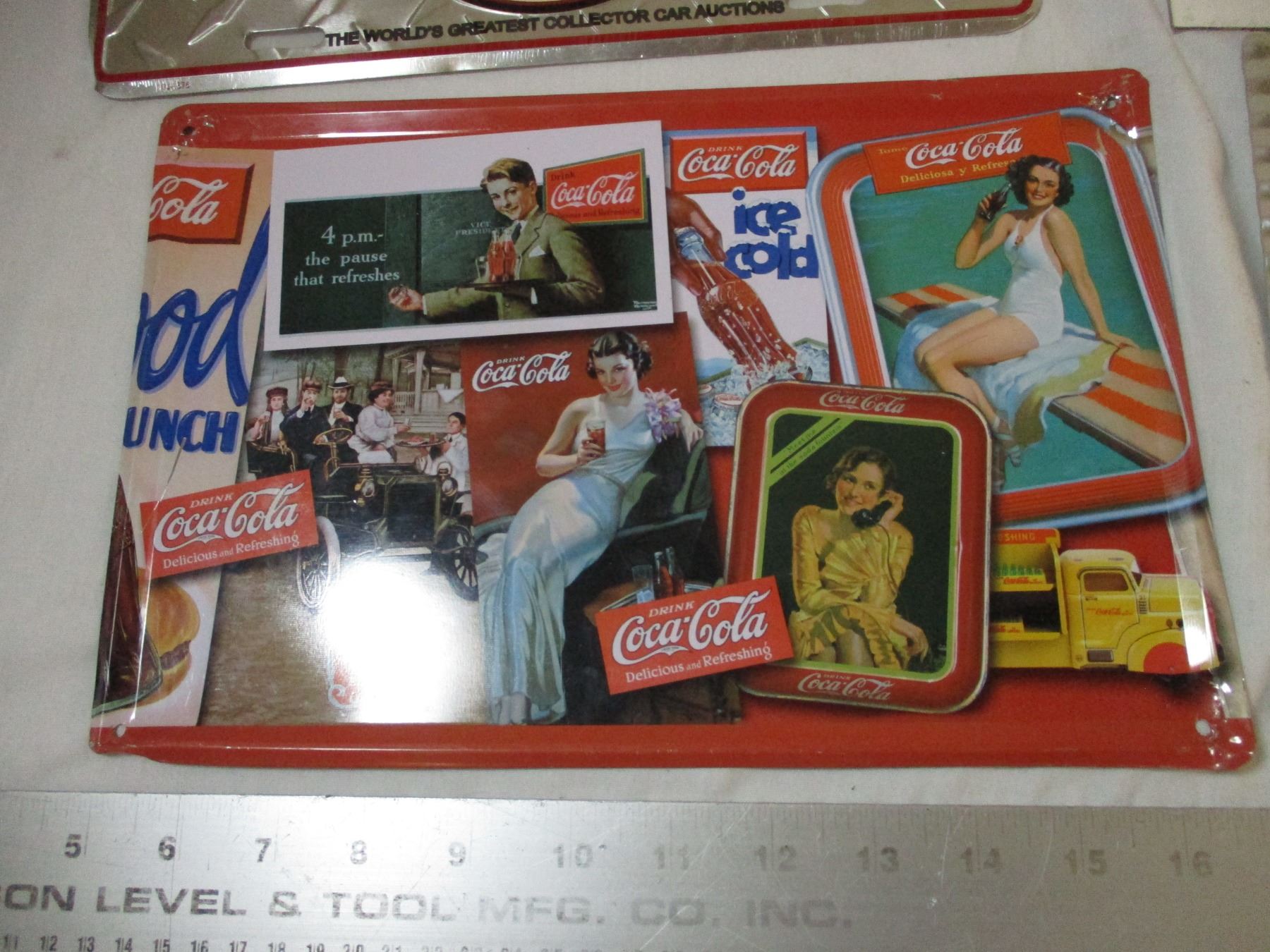 Barrett Jackson license plate + Purolator Open/Closed sign + Coca cola ...