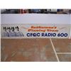Image 1 : 2-piece tin advertisement signs - CFQC Radio - 30" tall x 70" long (each piece - 140" total length)