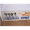 Image 2 : 2-piece tin advertisement signs - CFQC Radio - 30" tall x 70" long (each piece - 140" total length)