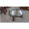 Image 4 : Wood Coffee Table w/ Thick Glass Top - 44" Across x 17" Tall