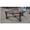 Image 5 : Wood Coffee Table w/ Thick Glass Top - 44" Across x 17" Tall