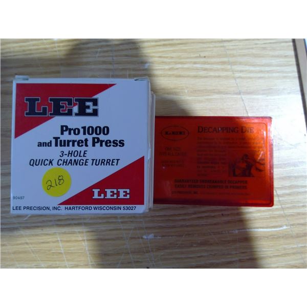 Lee Decapping die and 4 Lee Pro 1000 and turret press